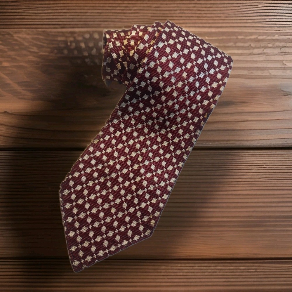Vintage EUC Austin Reed Silk Foulard Tie Men Maroon Necktie Made in USA 1577